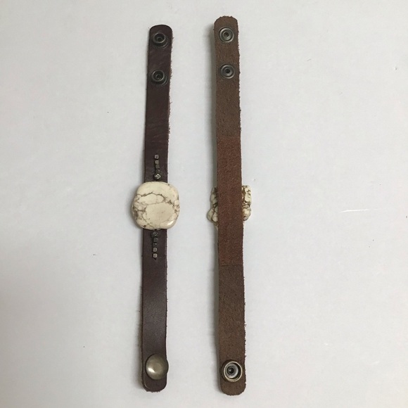 Leather Bracelet Snap Cuff Howlite Beads Closure Adjusts Boho Made In Mexico NEW - Picture 6 of 12